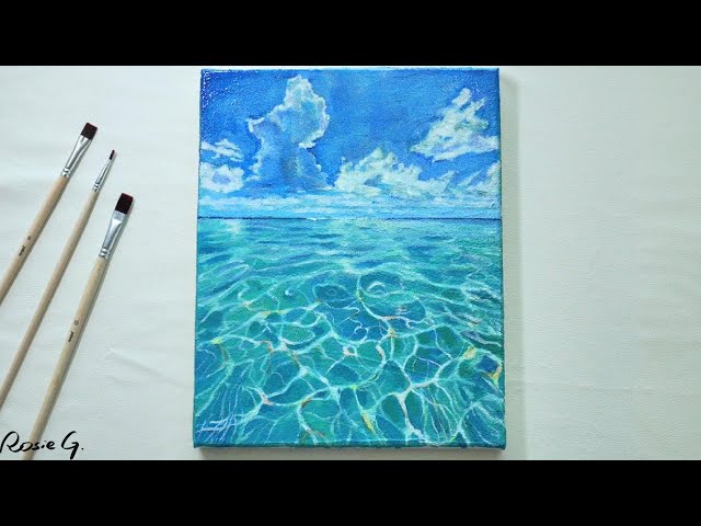 海。原画　手描き1点物aquamarine 。sea 癒し。油絵 原画/1点物】手のひらアート: 海の残像 #1 絵画 C: Colors 通販
