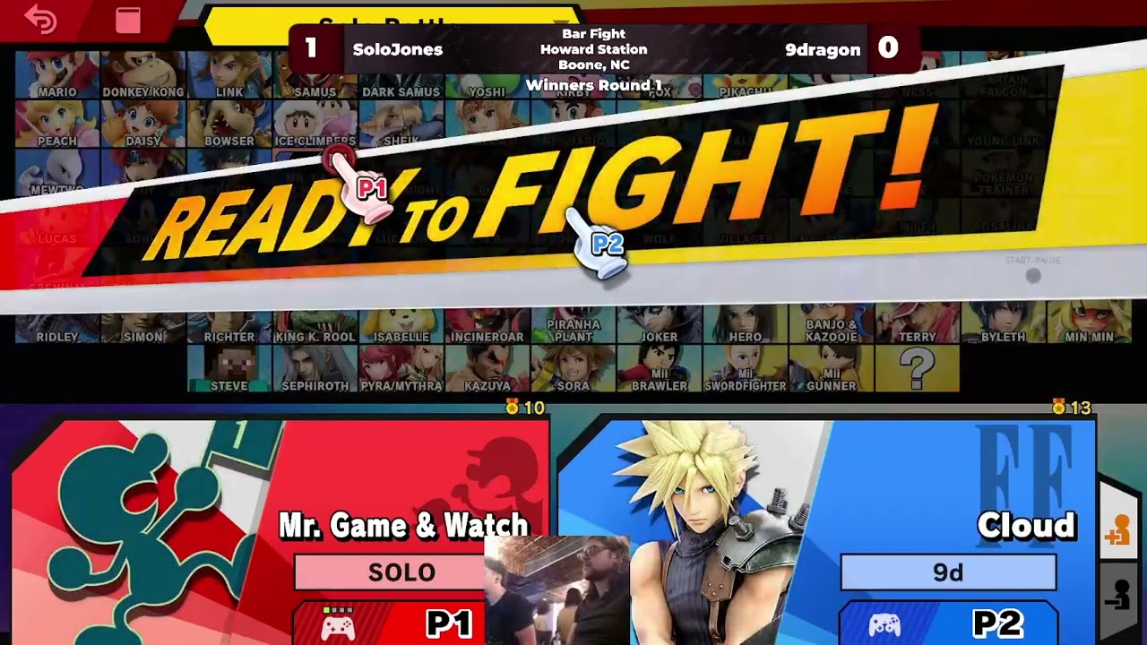 Bar Fight! #72 SoloJones (Mr. Game and Watch) vs 9dragon (Cloud)