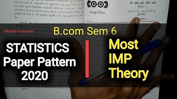 Statistics | Paper Pattern & Most IMP Theory 2020 | B.com Sem 6