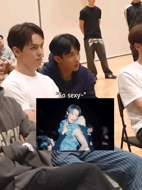 Seventeen reacting to their maknae solo song Dino being shy🤭#seventeen#dk#hoshi#jeonghan#the8#wait
