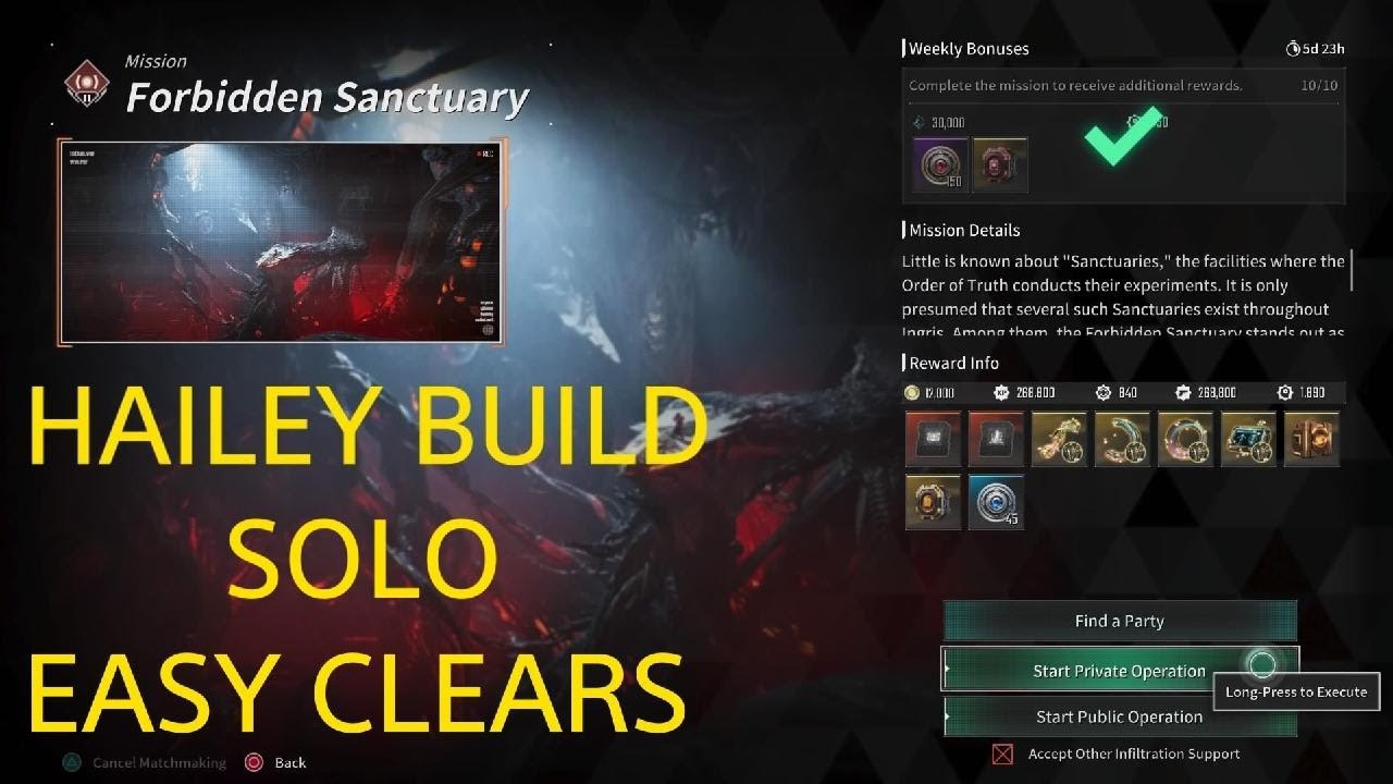 Forbidden Sanctuary, Easy Clears, Solo, Hailey Build - The First Descendant