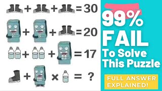 Math Puzzle ANSWERED!  STEP-BY-STEP Solve Brain Teaser GENIUS PUZZLE  Boots 🥾Robot 🤖 Bottles 🍼 screenshot 3