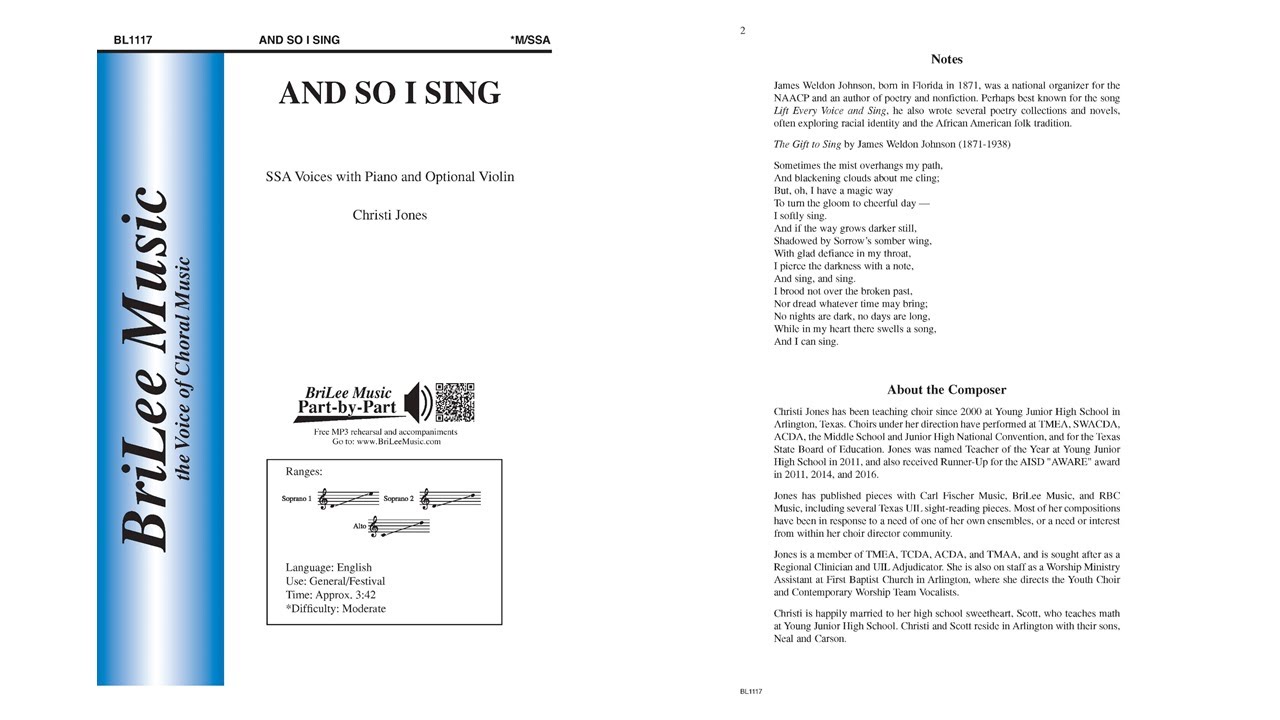 And So I Sing BL1117 by Christi Jones
