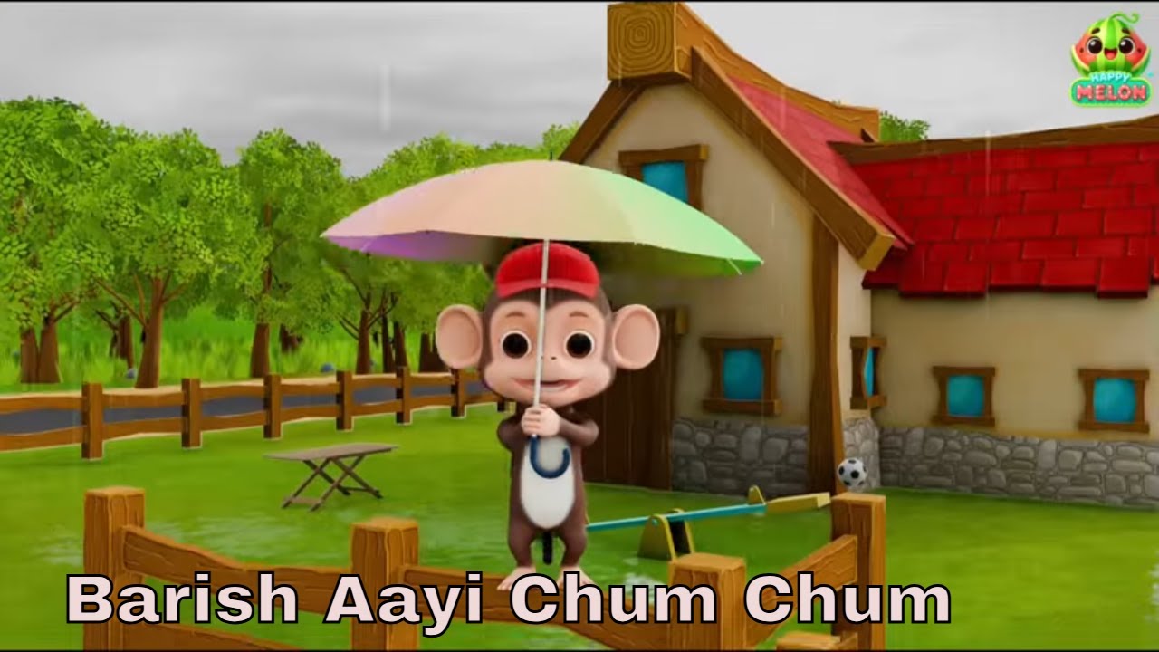 बारिश आई छम छम ☔ | Barish Aayi Cham Cham Nursery Rhyme | Happy Mellon Kids - Hindi