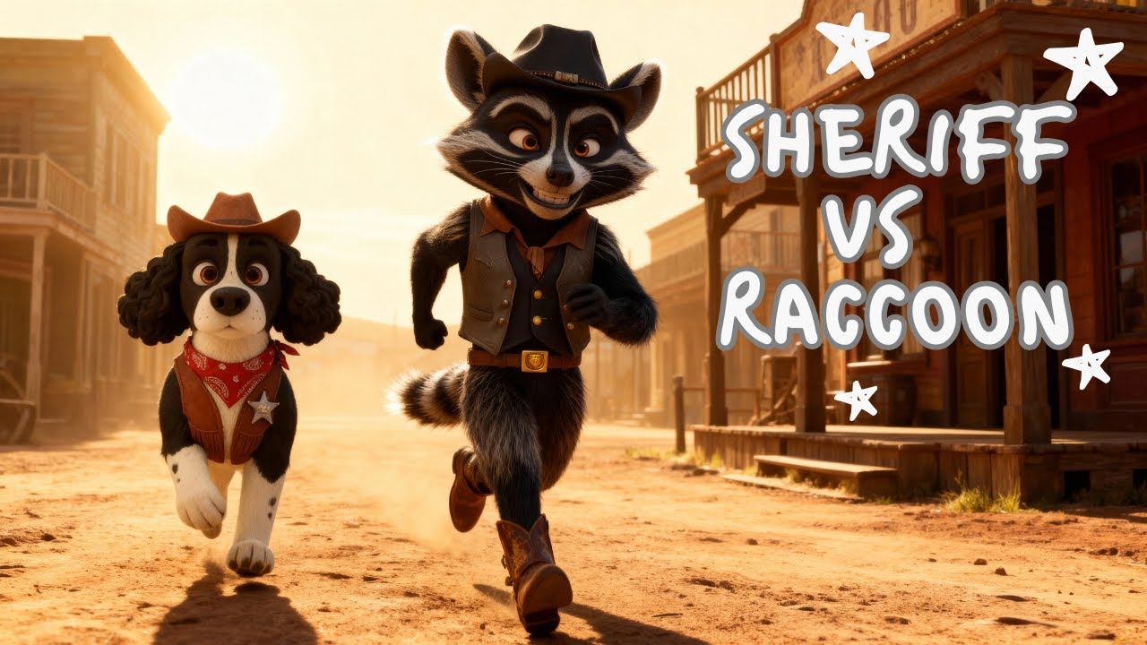 Dog Sheriff vs Raccoon Bandit  - Pixar Short Film Style