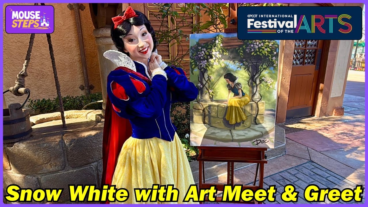 Snow White Meet at EPCOT International Festival of the Arts with Themed Artwork by Doc 2026 (4K)
