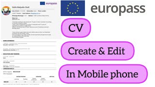 Europass CV Create & Edit in Mobile Phone Malayalam malta visa kerala