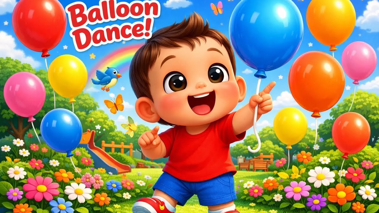 Balloon Dance Baby Song Cute Baby Dancing with Colorful Balloons | Kids Rhymes 