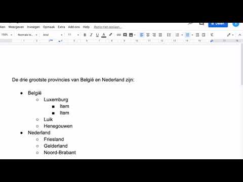 Opsommingstekens laten inspringen - Subniveau’s in Google Documenten - Informaticalessen