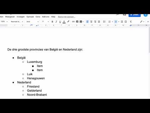 Opsommingstekens laten inspringen - Subniveau&rsquo;s in Google Documenten - Informaticalessen