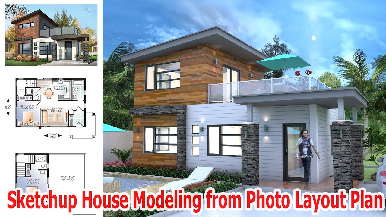  Sketchup  House  Modeling from Photo Layout  Plan  YouTube