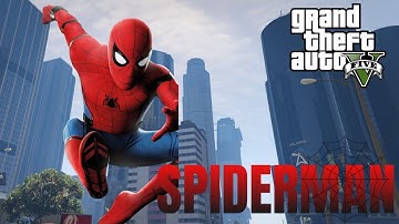 GTA 5 Spiderman Mod Gameplay (Web Swinging + Superpowers)