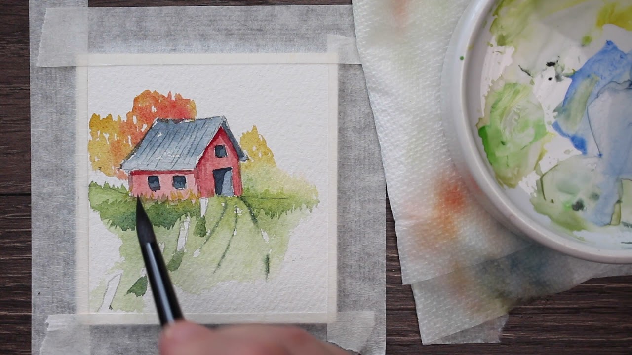 How to paint an Old Barn with Watercolor/ Miniature Monday Pocket Painting