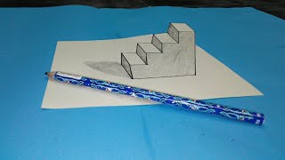 How to draw 3D stair | illusion 3d art | easy optical illusion art | 3d drawing