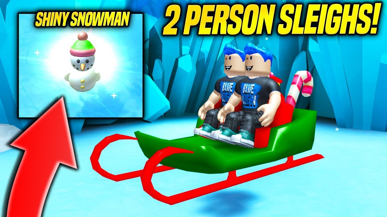 I Got The Best Sleigh And A Shiny Pet In The New Snowman Simulator Update Roblox Youtube - sledding in roblox