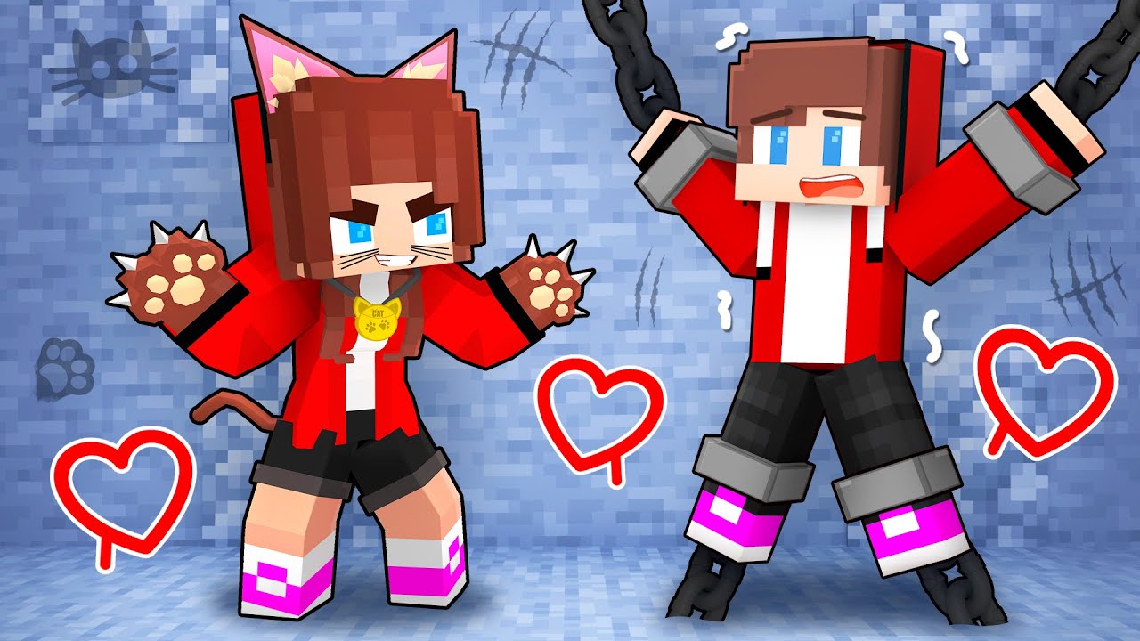 JJ and CRAZY FAN Cat GIRL - Love Story - Maizen Minecraft Animation