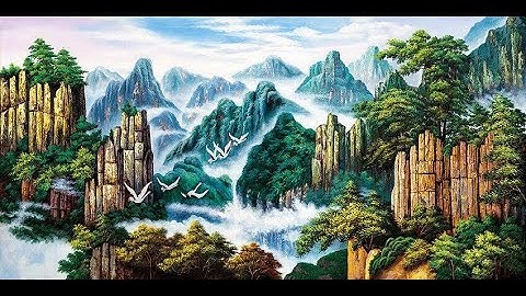 Vẽ tranh sơn thủy, thuận buồm xuôi gió treo tường   P1