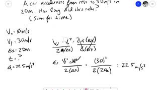 1-D Kinematics Example Problem #2