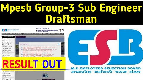 MPESB Group-3 Sub Engineer Draftsman Samypal Exam -Result out 2022