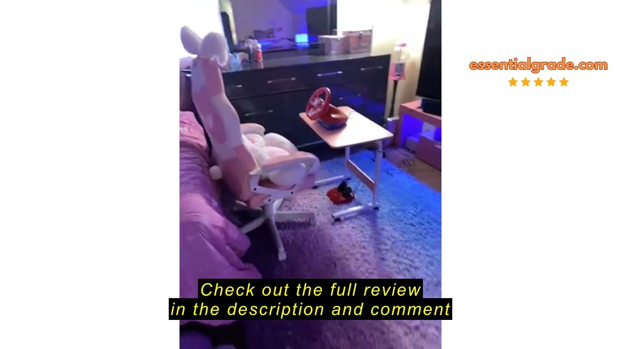 Review NOENNULL C Shaped End Table Adjustable Overbed Bedside Table with Wheels Rolling Laptop Tray