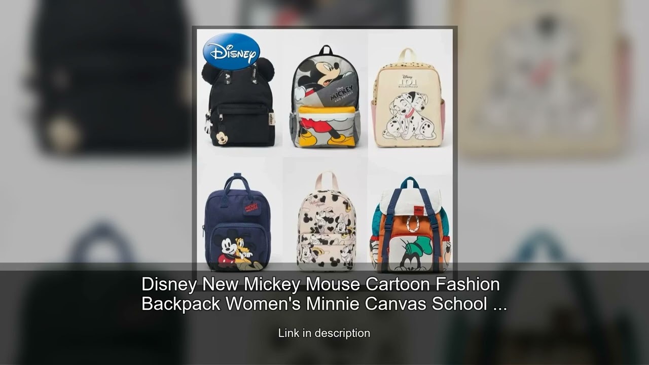 Disney New Mickey Mouse Cartoon Fashion Backpack Women's Minnie Canvas School Bag Fashion Large
