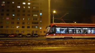 Ночной трамвай &quot;Витязь-М&quot; маршрут № 100, Санкт-Петербург // Tram in St. Petersburg