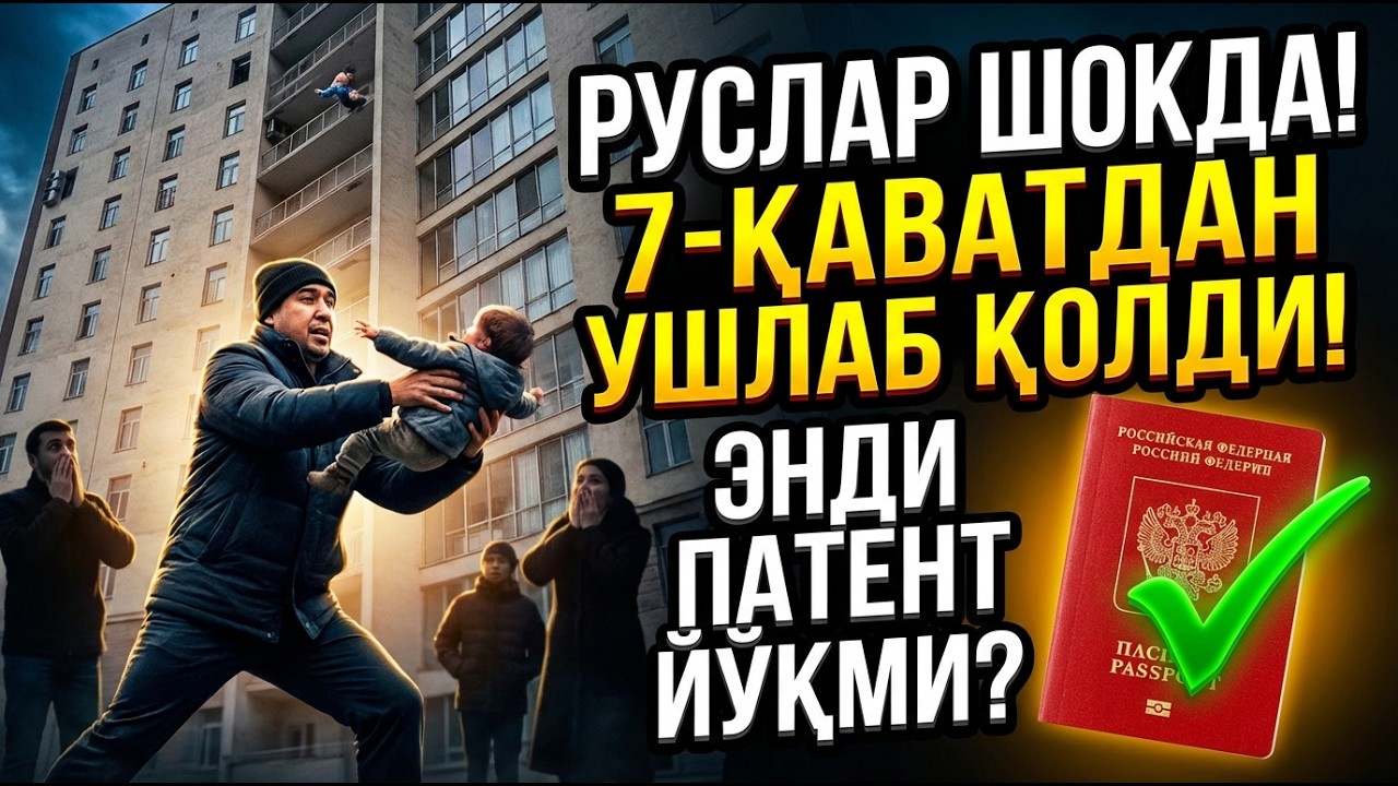 ҚАҲРАМОН ЎЗБЕК! РУСЛАР ШОКДА! 7-ҚАВАТДАН УШЛАБ ҚОЛДИ! МИГРАНТЛАРГА БАЙРАМ! ПАТЕНТ БЕКОРМИ?!
