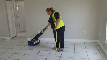 SCRUBBING AND CLEANING TILE AND GROUT WITH CRB. CYLINDER ROUND BRUSH