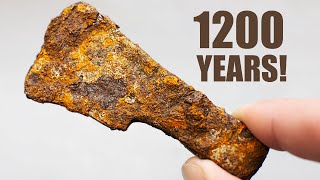 Medieval Battle Axe Restoration. Very Rusty Axe of the 8th9th Century