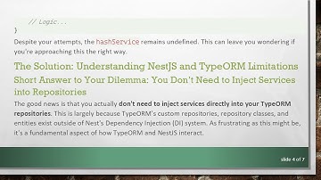 How to Effectively Inject a HashService into a UserRepository in NestJS with TypeORM