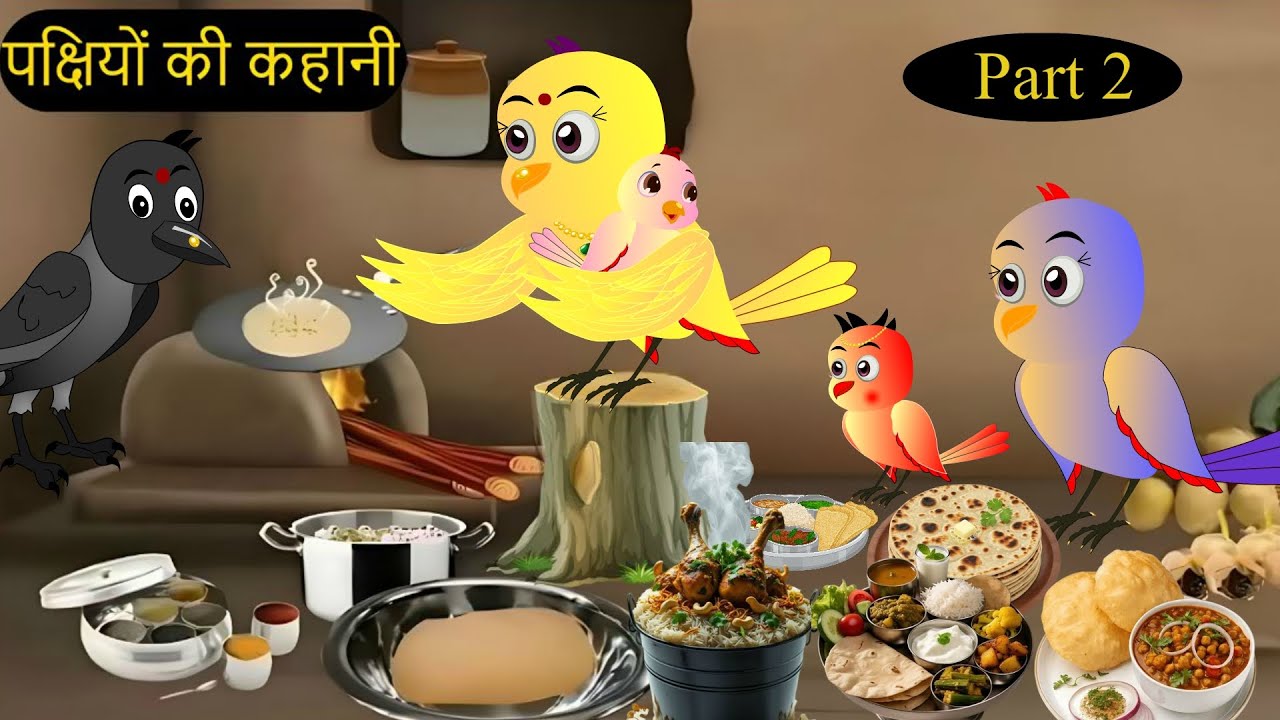 चिड़िया नौकरानी की कहानीBarish Chidiya Ghr Ki Kahani | Chidiya Kauwa Wala Cartoon Rano Birds Stories