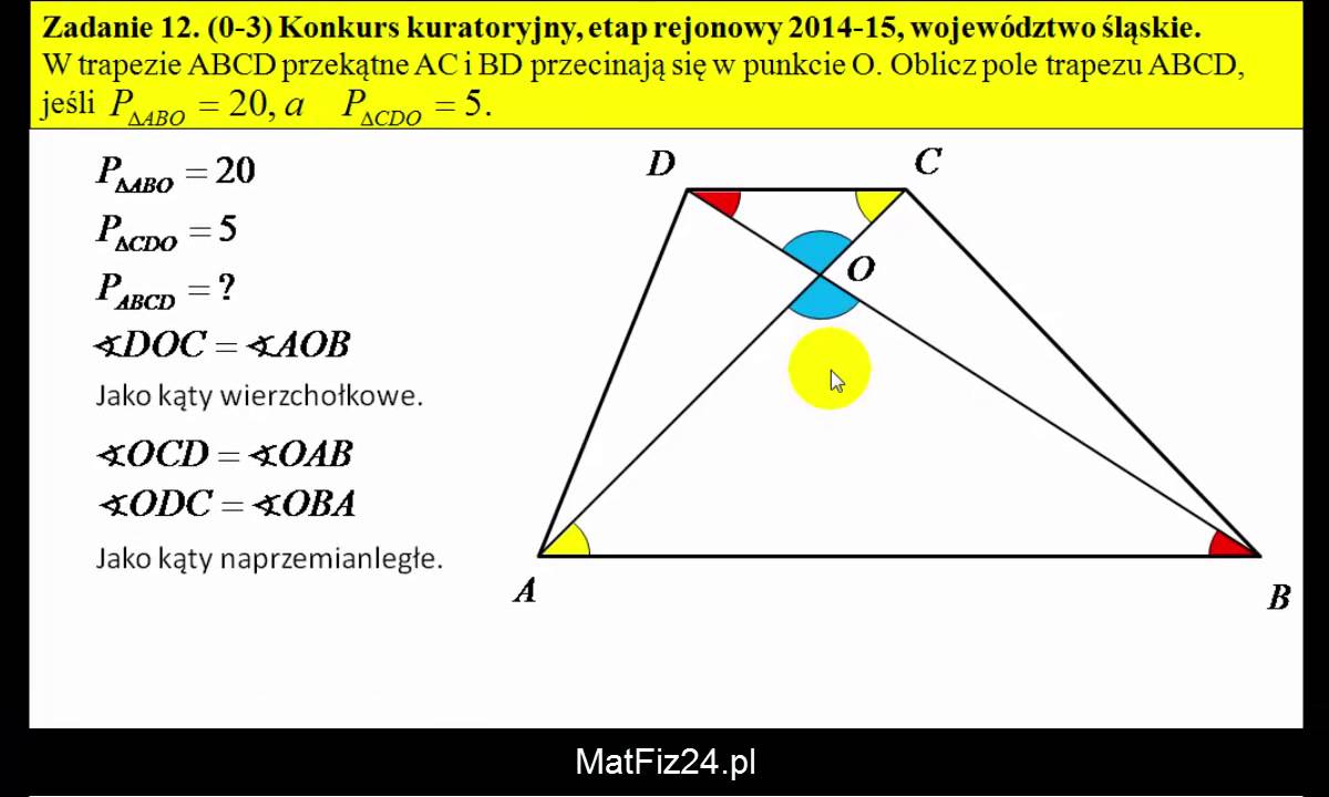 Jak Oblicza Się Pole Trójkąta Jak obliczyć pole trapezu z trójkątów podobnych - Zadanie 12 - MatFiz24
