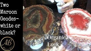 Two maroon geodes! White and black backgrounds