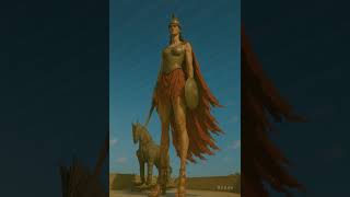 Amazonian Warrior-Princess Becomes Giantess And Destroys The Trojan Horse