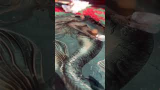 Local Artist in Homer, Alaska  One Of A Kind Mermaid Metal Ink Art w/ Unique Stones & Sealed w/Apoxy