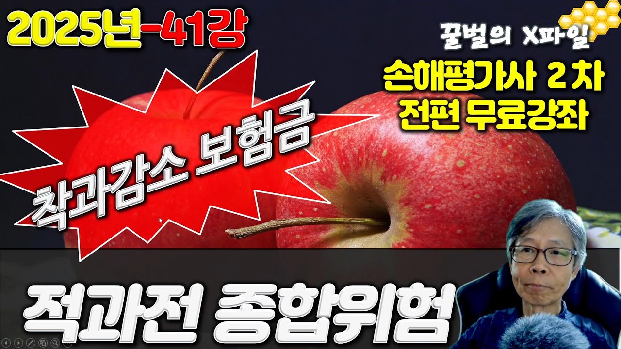 2025년 손해평가사 41강, 적과전종합위험보장 착과감소보험금, 손해평가사 2차시험 전과목 무료강의