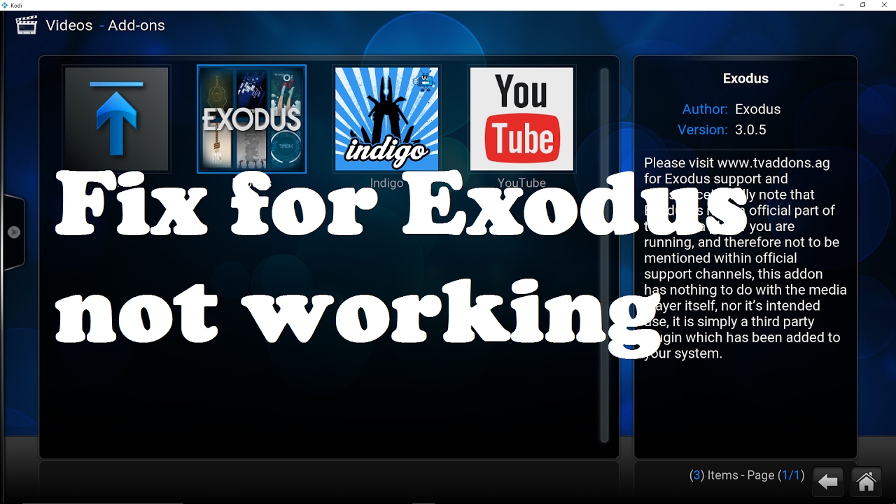 kodi xbox one exodus not working