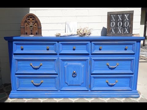 Furniture Makeover Redoing A 9 Drawer Blue Dresser Amazing