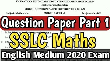 SSLC exam 2019-2020 Model question paper Mathematics, Maths English medium paper 2020, 10th std exam