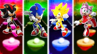 Sonic Shadow 🆚 Sonic Prime 🆚 Sonic Yellow 🆚 Sonic Amy Rose the sonic team tiles hop edm