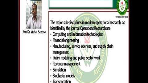 JAYOTI VIDYAPEETH- Introduction to Operations Research video lecture 1