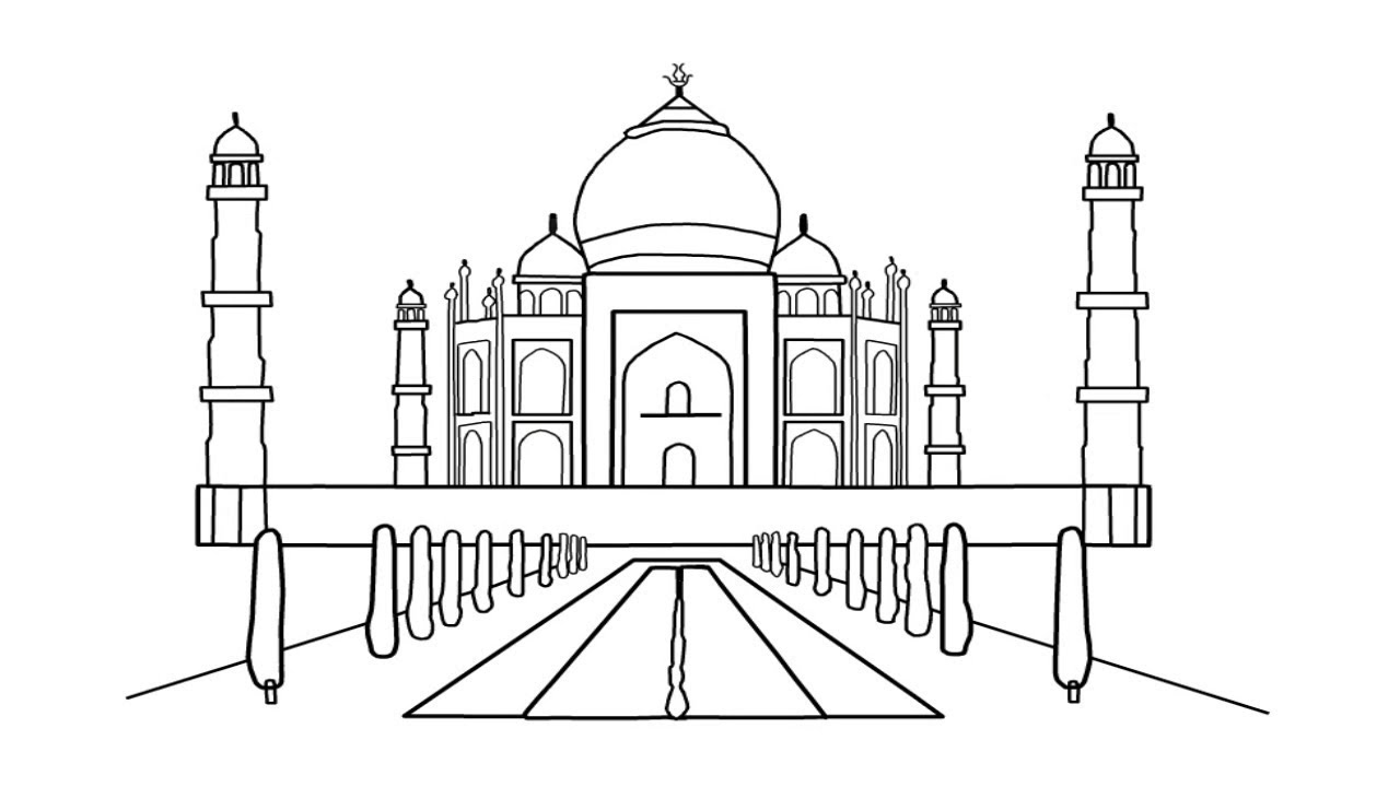 Тадж махал рисуем поэтапно