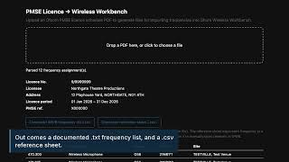 Turn an Ofcom PMSE licence PDF into Shure Wireless Workbench imports