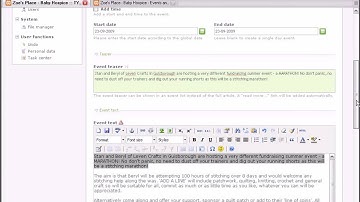 Adding an event item in typolight CMS