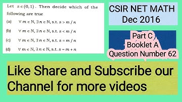 Question num 62 CSIR NET MATH Dec 2016 Part C Booklet A|QN 62 NET Math Dec 2016|Archimedian property