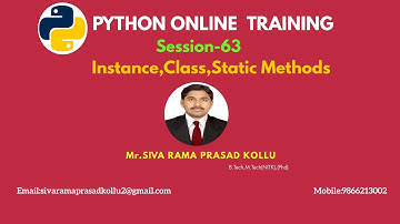 Python|Session 63|Instance,Class,Static methods|Mr.SIVA RAMA PRASAD KOLLU