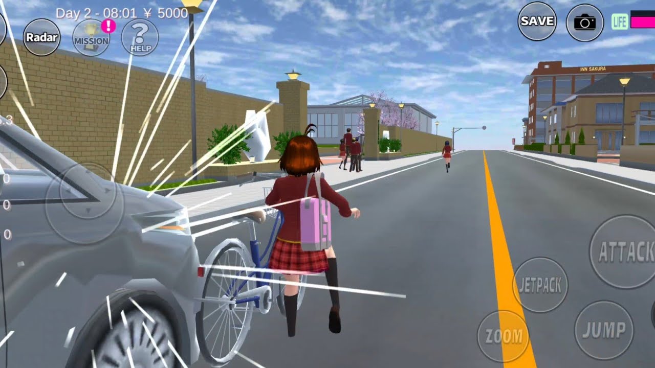 Sakura ditabr4k mobil | sakura school simulator