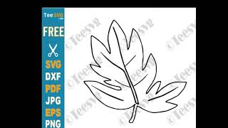 Leaf CLIPART Black and White Outline PNG JPG SVG Free Printable - Easy Hand Drawn Transparent