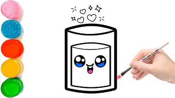 How To Draw A Glass Of Chocolate Milk | How To Draw Cartoon Hot Chocolate