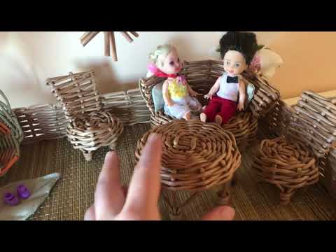 Кукольный домик. Плетеная кукольная мебель. Бунгало в миниатюре